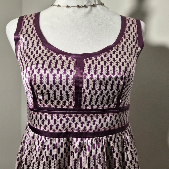 Proenza Schouler 100% Silk Feminine Mulberry Purple & White A-Line Dress Size 1 - Picture 3 of 7